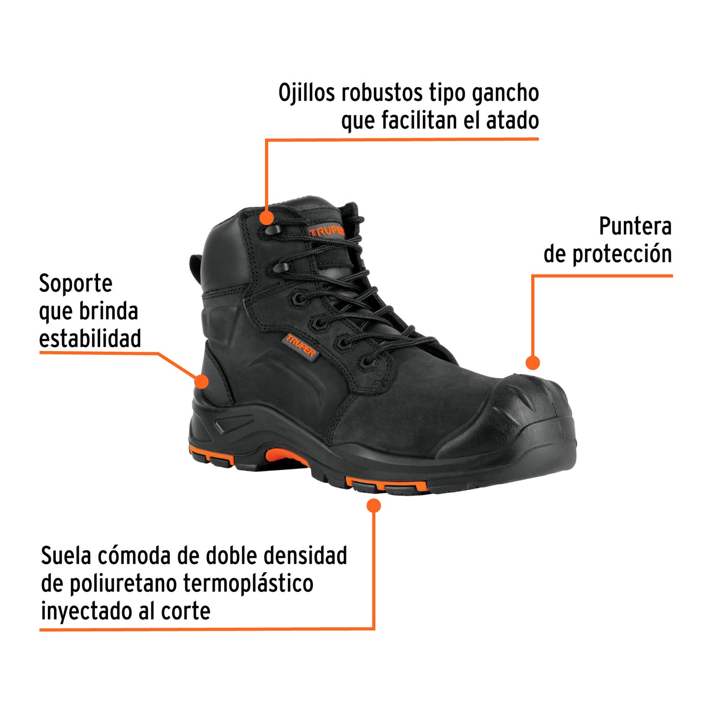 Bota de seguridad negra, dieléctrica antifatiga, Truper