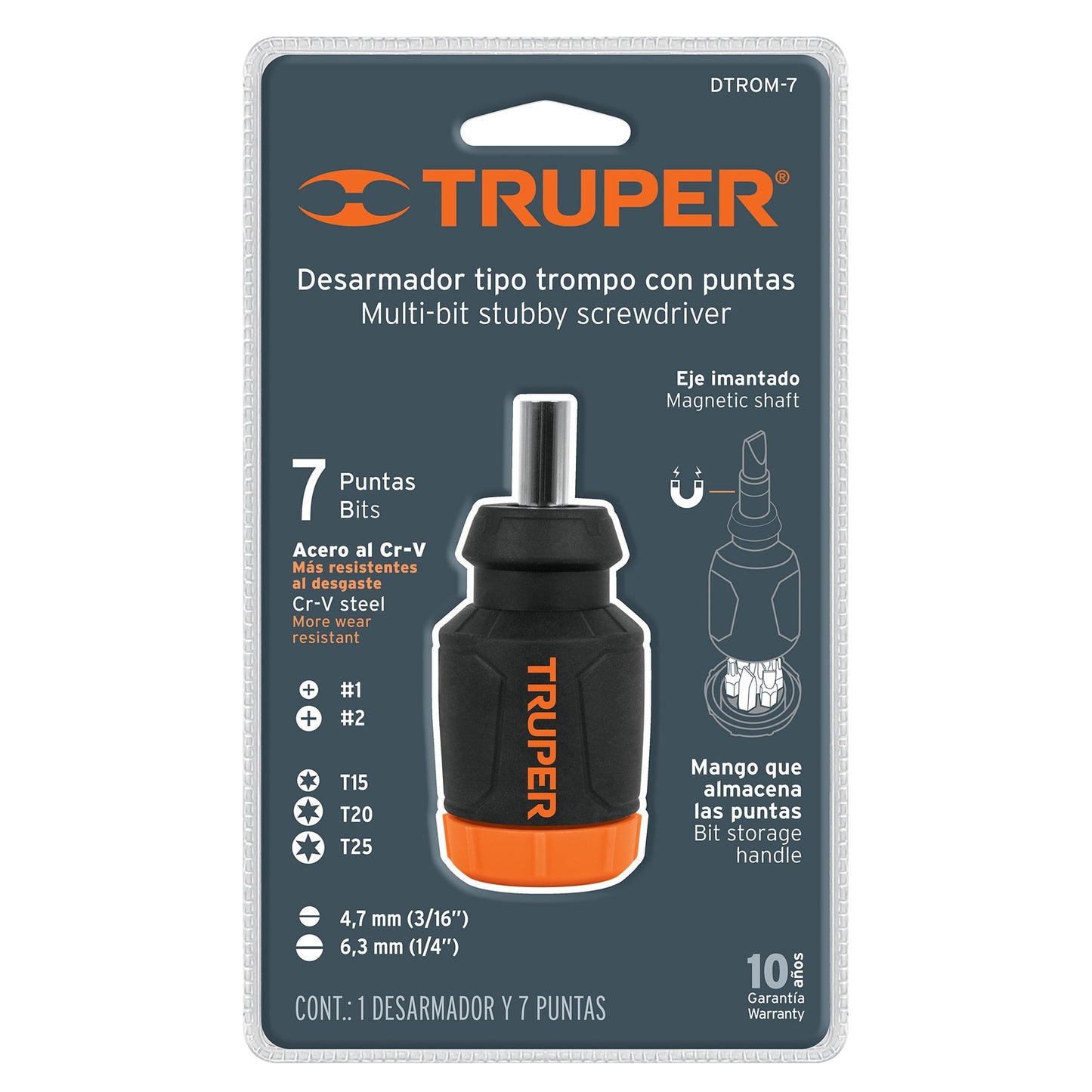 DESARMADOR TIPO TROMPO CON 7 PUNTAS CÓDIGO: 10751 CLAVE: DTROM-7 - Electrum Digital