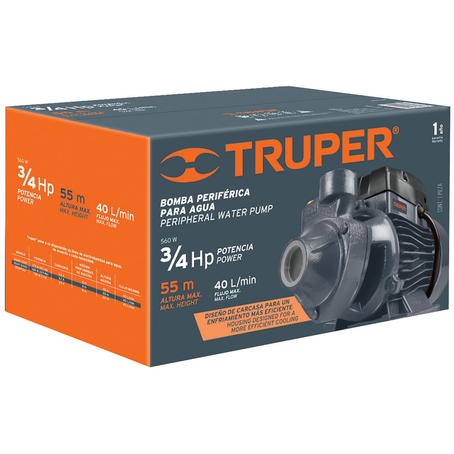 BOMBA ELÉCTRICA PERIFÉRICA PARA AGUA 3/4 HP CÓDIGO: 12113 CLAVE: BOAP-3/4A2 - Electrum Digital