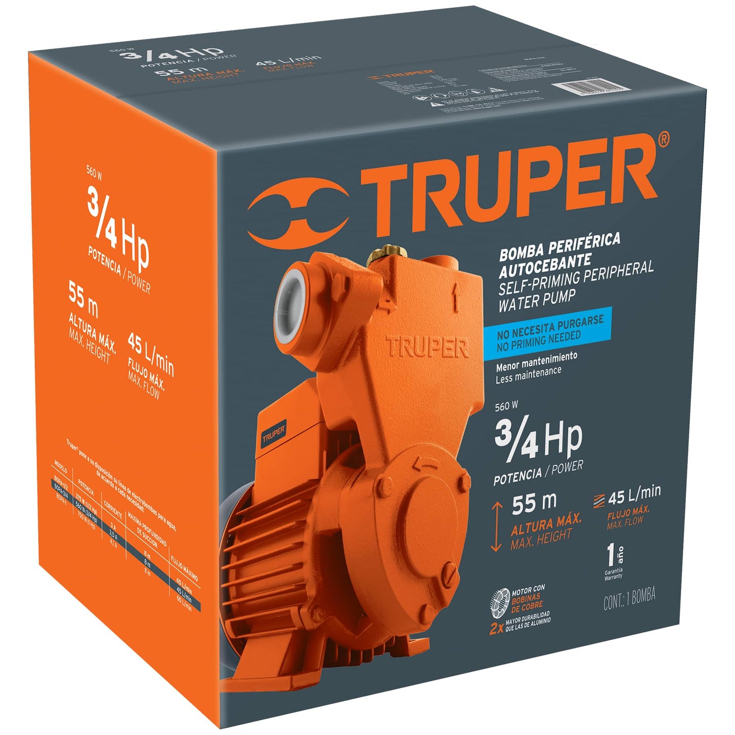 BOMBA ELÉCTRICA PERIFÉRICA AUTOCEBANTE PARA AGUA 3/4 HP CÓDIGO: 12781 CLAVE: BOPA-3/4 - Electrum Digital