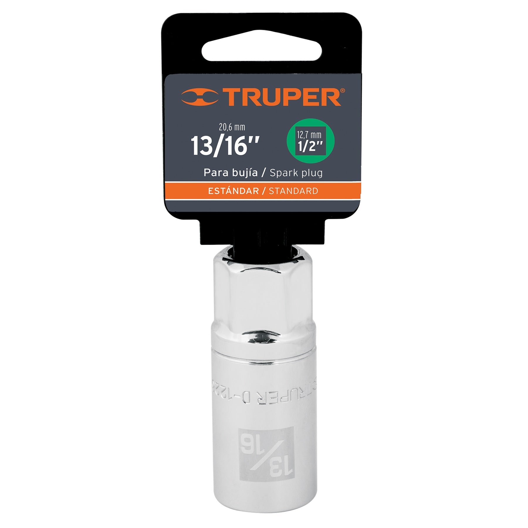 DADO DE 6 PUNTAS LARGAS DE 13/16" PARA BUJÍAS, CUADRO 1/2"  CÓDIGO: 13366  CLAVE: D-1226-HPAL - Electrum Digital