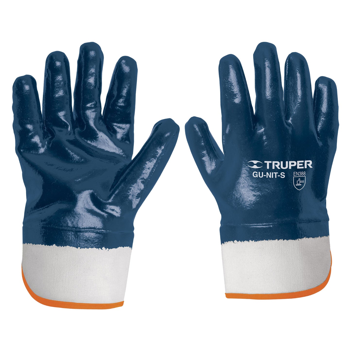 GUANTES DE ALGODÓN RECUBIERTOS DE NITRILO, PUÑO SEGURIDAD CÓDIGO: 15245 CLAVE: GU-845