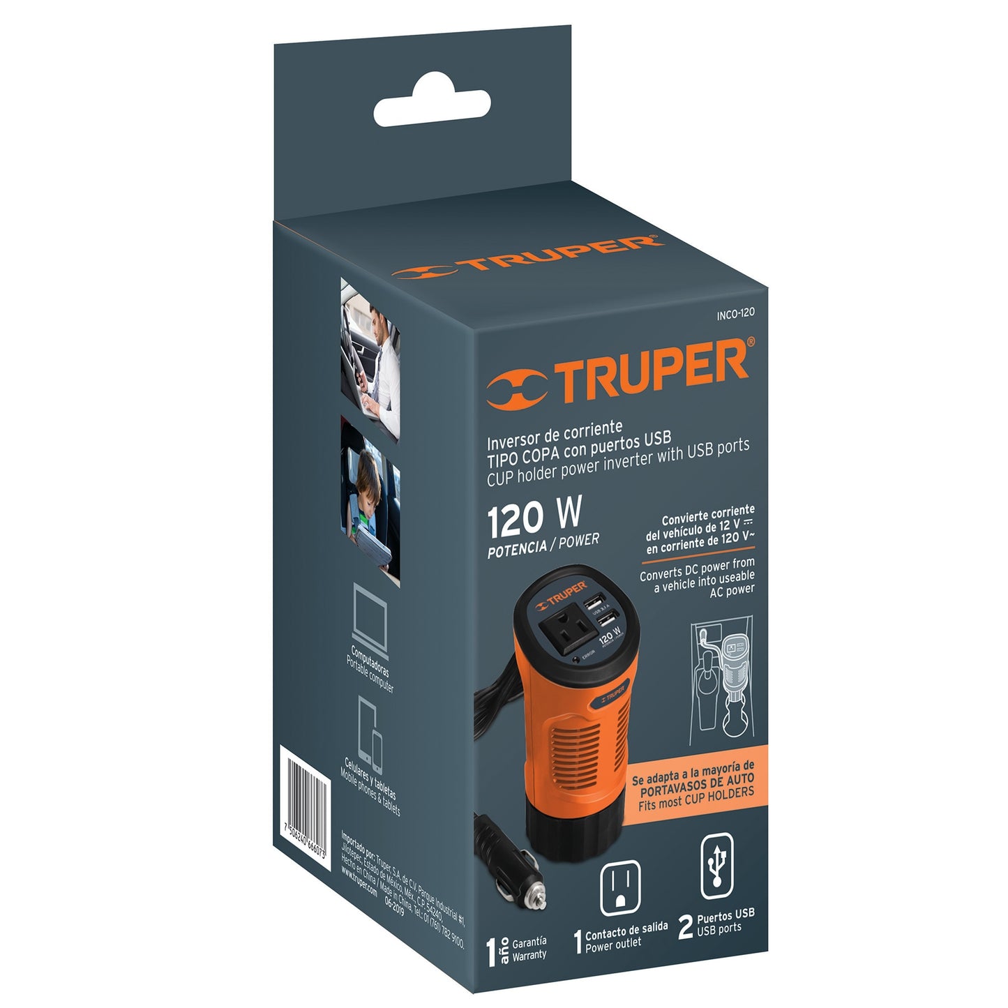 INVERSOR DE CORRIENTE 120 W, TIPO VASO CÓDIGO: 15725 CLAVE: INCO-120 - Electrum Digital