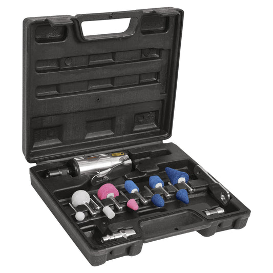 MINIESMERILADORA NEUMÁTICA, 1/4", KIT 16 PIEZAS CÓDIGO: 16887 CLAVE: TPN-876K-2 - Electrum Digital