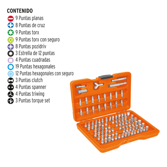 JUEGO DE 100 PUNTAS, LARGO 1" CON ESTUCHE CÓDIGO: 17794 CLAVE: PUN-100 - Electrum Digital