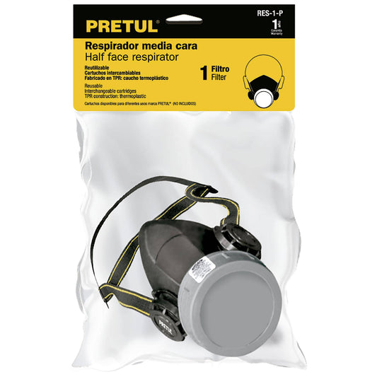 RESPIRADOR SIN CARTUCHO, 1 FILTRO, PRETUL CÓDIGO: 23390 CLAVE: RES-1-P - Electrum Digital