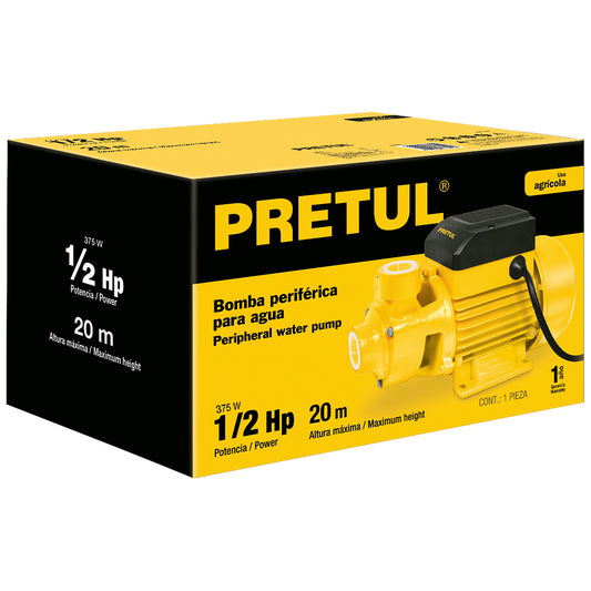 BOMBA ELÉCTRICA PERIFÉRICA PARA AGUA 1/2 HP, PRETUL CÓDIGO: 27019 CLAVE: BOAP-1/2P3 - Electrum Digital