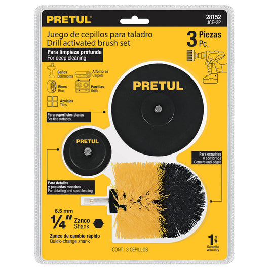 Jgo de 3 cepillos para taladro, Pretul