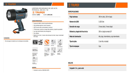 LÁMPARA RECARGABLE DE LED ALTA POTENCIA, 300 LM, 7 W
CÓDIGO:
12983
CLAVE:
LARE-300 - Electrum Digital