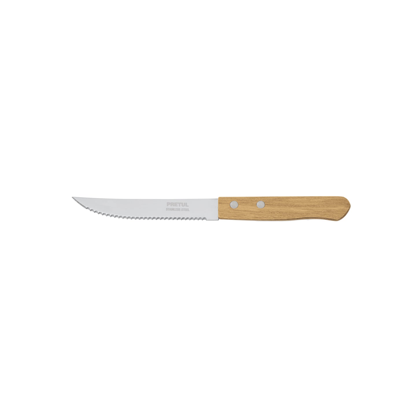 CUCHILLO PARA ASADO CON SIERRA, MANGO MADERA, 5"  CÓDIGO: 23083  CLAVE: CUCH-M52