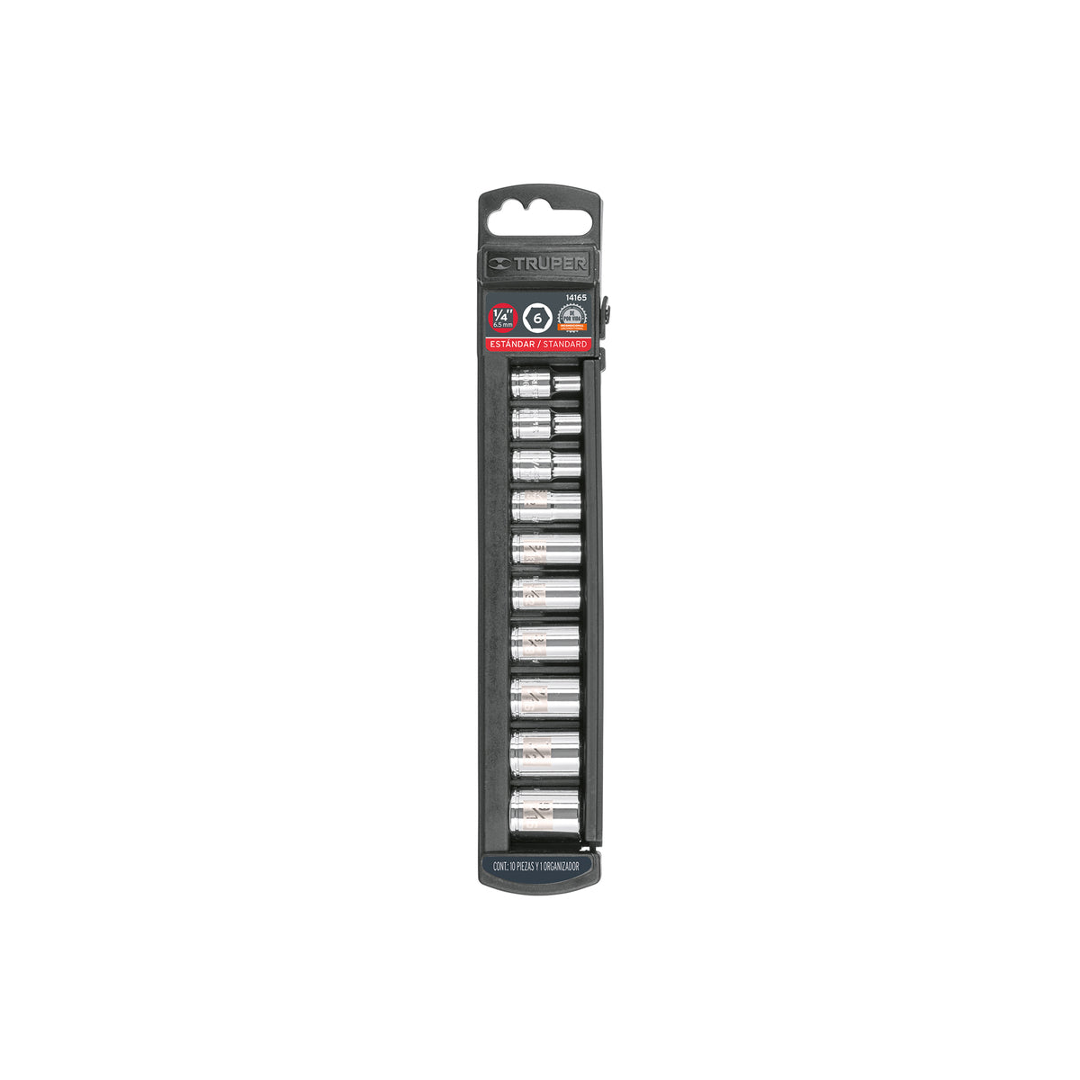 JUEGO DE DADOS CUADRO 1/4", 10 PIEZAS