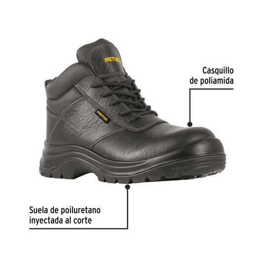 Bota de seguridad negra, casquillo de poliamida, PRETUL