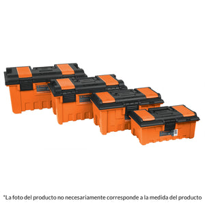 CAJA PLÁSTICA CON COMPARTIMENTOS, NARANJA