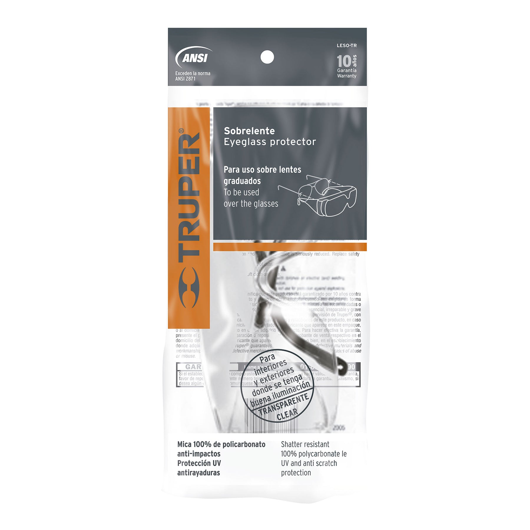 LENTES DE SOBREPONER, MICA TRANSPARENTE, SAFE  CÓDIGO: 14308  CLAVE: LESO-TR - Electrum Digital