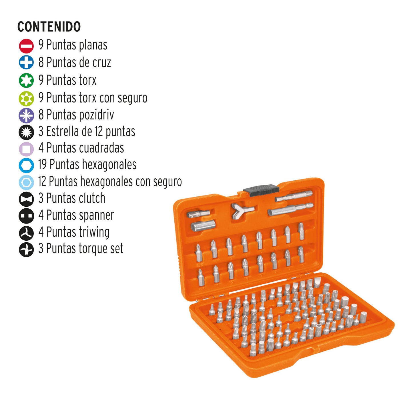 JUEGO DE 100 PUNTAS, LARGO 1" CON ESTUCHE  CÓDIGO: 17794  CLAVE: PUN-100 - Electrum Digital
