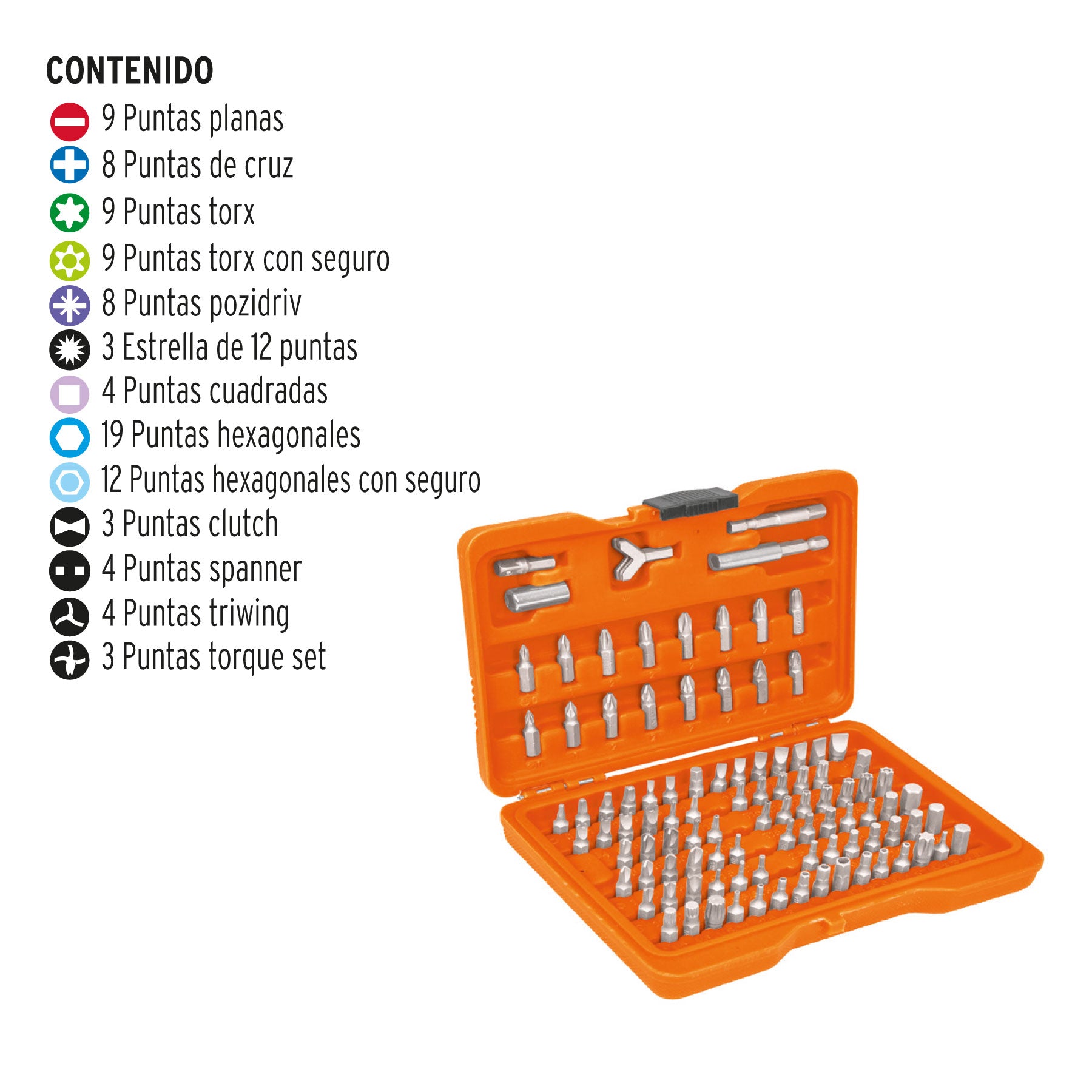 JUEGO DE 100 PUNTAS, LARGO 1" CON ESTUCHE  CÓDIGO: 17794  CLAVE: PUN-100 - Electrum Digital