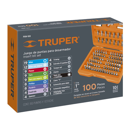 JUEGO DE 100 PUNTAS, LARGO 1" CON ESTUCHE  CÓDIGO: 17794  CLAVE: PUN-100 - Electrum Digital