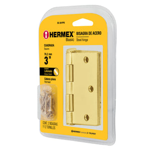 BISAGRA CUADRADA, ACERO LATONADO, HERMEX BASIC