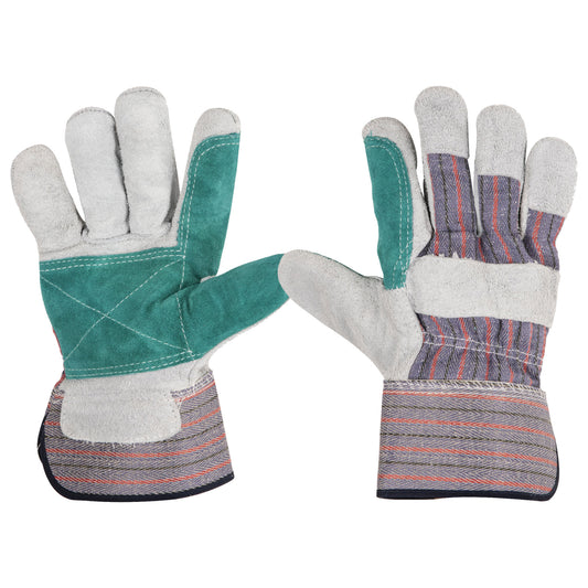 GUANTES DE CARNAZA Y LONETA CON REFUERZO, UNITALLA, PRETUL  CÓDIGO: 29977  CLAVE: GU-215P