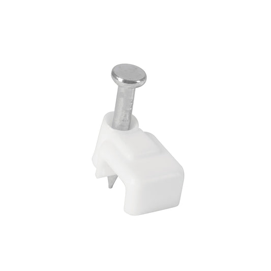 GRAPA PARA CABLE PLANO, 3 X 6 MM, 5 x 8.5 MM, 6 x 9.5 MM, BLANCA, BOLSA 500 PZAS - Electrum Digital