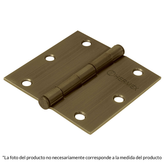 BISAGRA CUADRADA, ACERO LATONADO ANTIGUO, PLANA