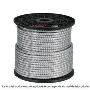 CABLE FLEXIBLE DE ACERO, RECUBIERTO PVC, 7X19, 75 M CARRETE DE PLÁSTICO