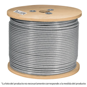 CABLE RÍGIDO DE ACERO, RECUBIERTO PVC, 7X7, 300 M CARRETE DE MADERA