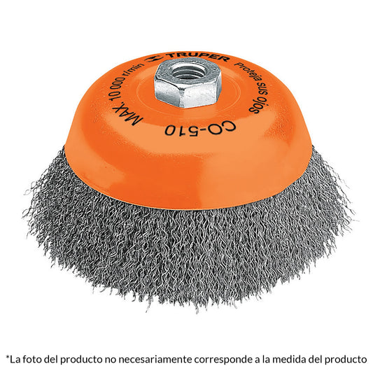 CARDA DE COPA, ALAMBRE ONDULADO, PARA ESMERIL