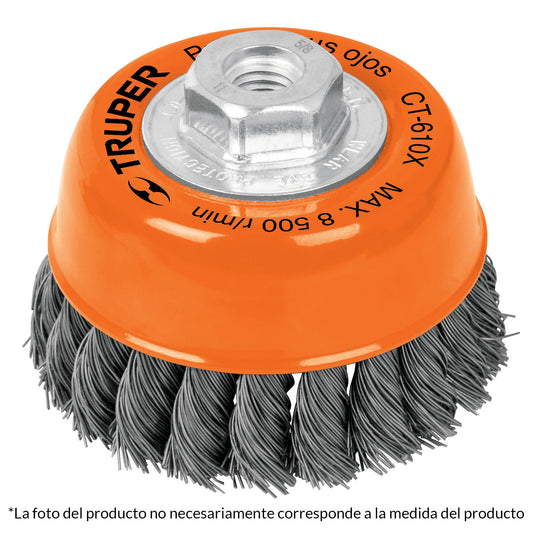 CARDA COPA, ALAMBRE TRENZADO GRUESO, PARA ESMERIL